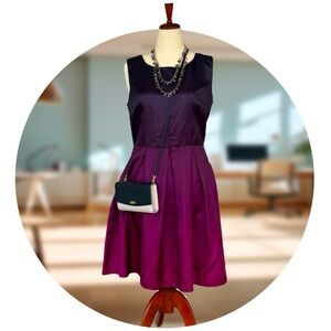 Pink to Purple Gradient Midi Dress with High Neckline